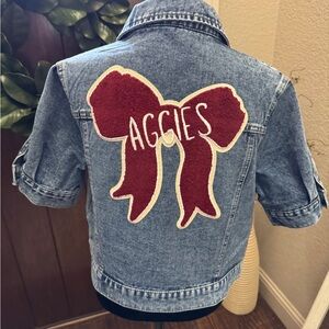 Texas Aggie Bow Patched Denim Jacket (NEW!)